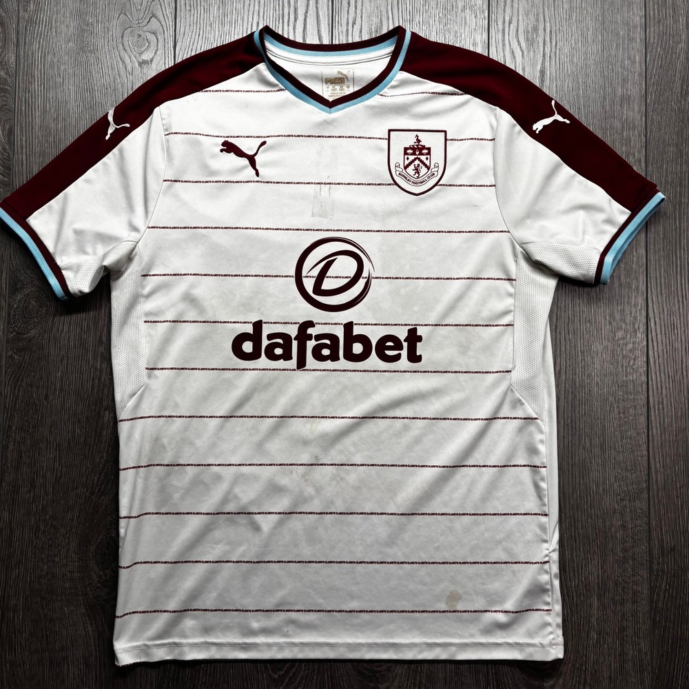 Puma Burnley FC 2017-18 Away Jersey White Dafabet Soccer Shirt Mens Large